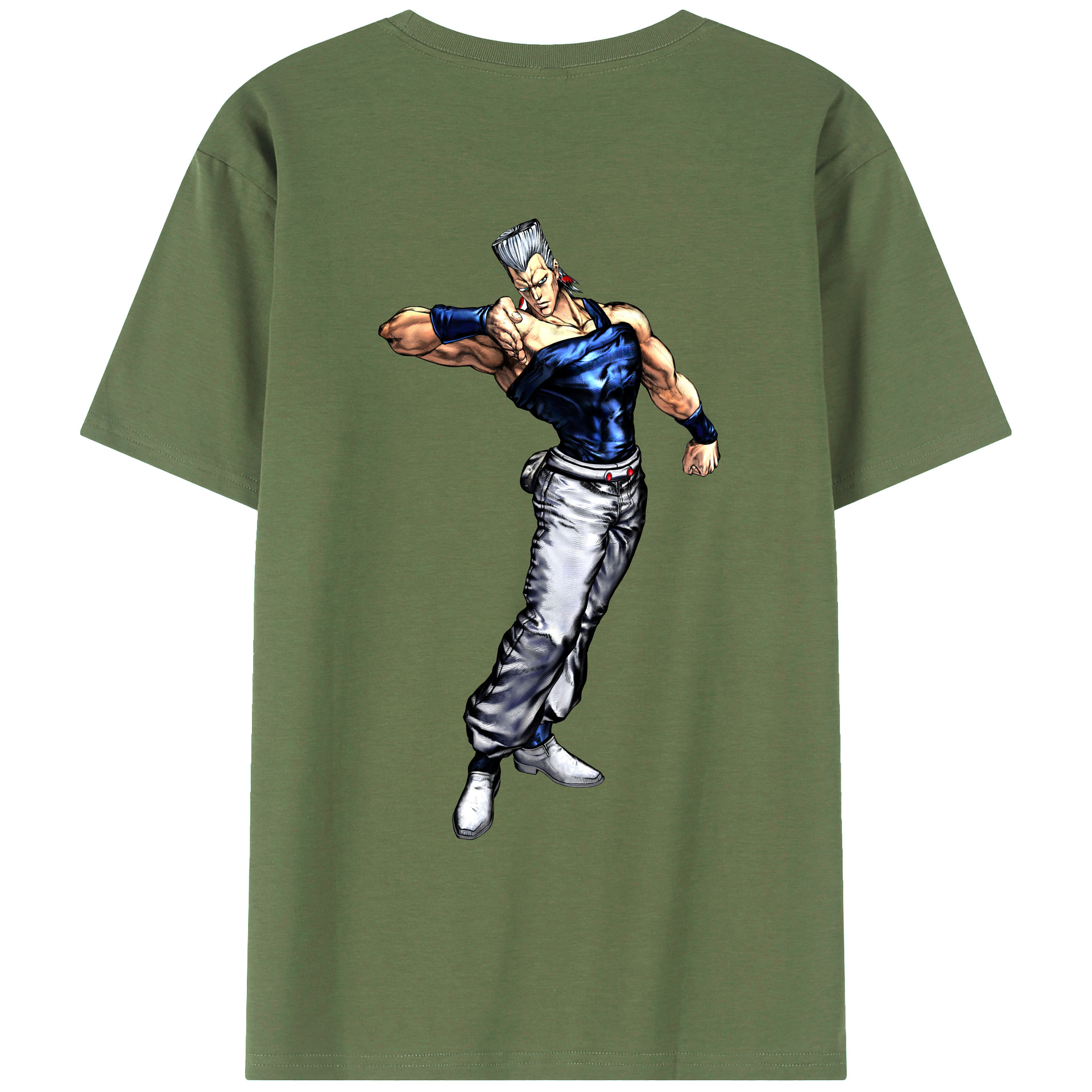 （画像用） ジョジョの奇妙な冒険 ジャン＝ピエール?ポルナレフ JoJo's Bizarre Adventure Jan Pierre Polnareff 綿100％ メンズ半袖Tシャツ（バックプリント） 通気性